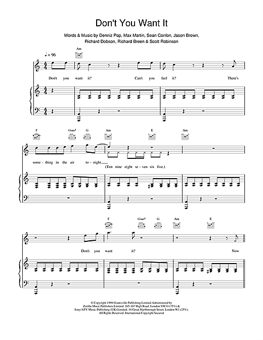 Learn to play Five Don't You Want It sheet music for Piano, Vocal & Guitar in minutes. Five Don't You Want It sheet music notes and chords