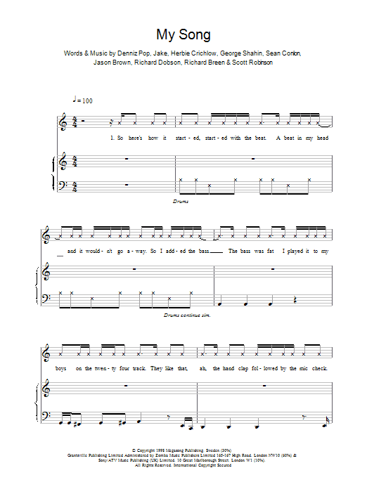 Download Five My Song sheet music notes and chords for Piano, Vocal & Guitar - Download Printable PDF and start playing in minutes.