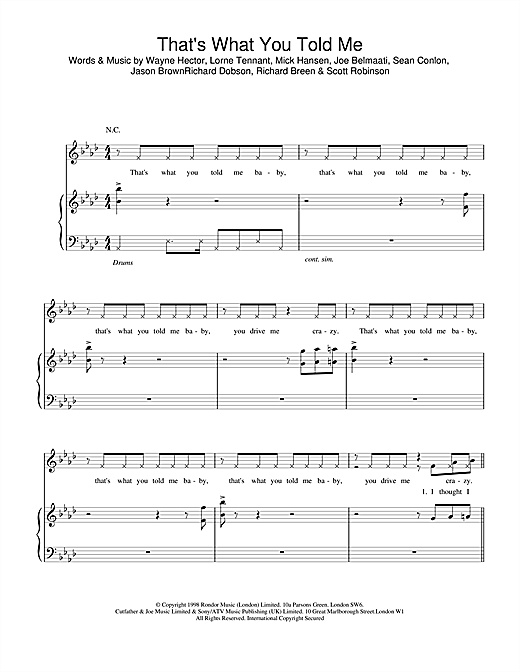 Learn to play Five That's What You Told Me sheet music for Piano, Vocal & Guitar in minutes. Five That's What You Told Me sheet music notes and chords