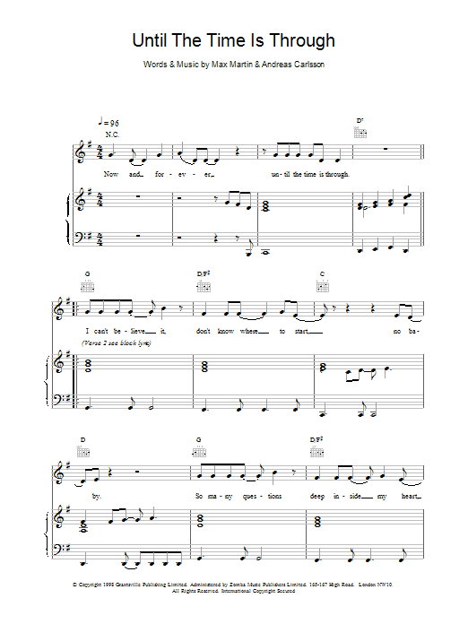 Five Until The Time Is Through sheet music preview music notes and score for Piano, Vocal & Guitar including 6 page(s)