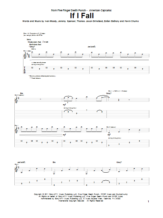 Learn to play Five Finger Death Punch If I Fall sheet music for Guitar Tab in minutes. Five Finger Death Punch If I Fall sheet music preview music notes and score for Guitar Tab including 10 page(s)