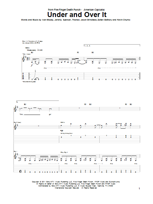 Learn to play Five Finger Death Punch Under And Over It sheet music for Guitar Tab in minutes. Five Finger Death Punch Under And Over It sheet music preview music notes and score for Guitar Tab including 5 page(s)