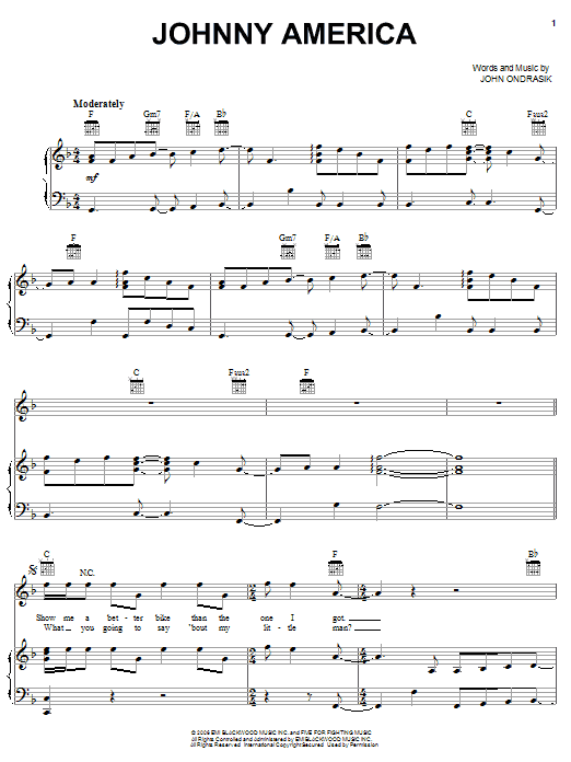 Learn to play Five For Fighting Johnny America sheet music for Piano, Vocal & Guitar (Right-Hand Melody) in minutes. Five For Fighting Johnny America sheet music preview music notes and score for Piano, Vocal & Guitar (Right-Hand Melody) including 8 page(s)