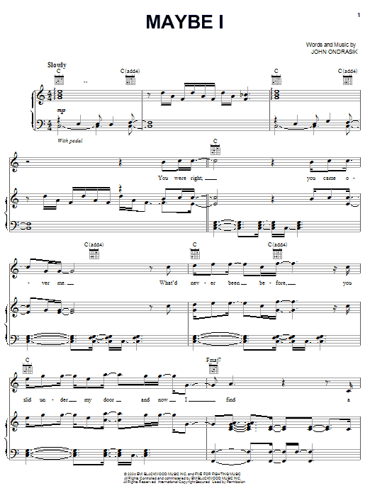 Learn to play Five For Fighting Maybe I sheet music for Piano, Vocal & Guitar (Right-Hand Melody) in minutes. Five For Fighting Maybe I sheet music preview music notes and score for Piano, Vocal & Guitar (Right-Hand Melody) including 7 page(s)