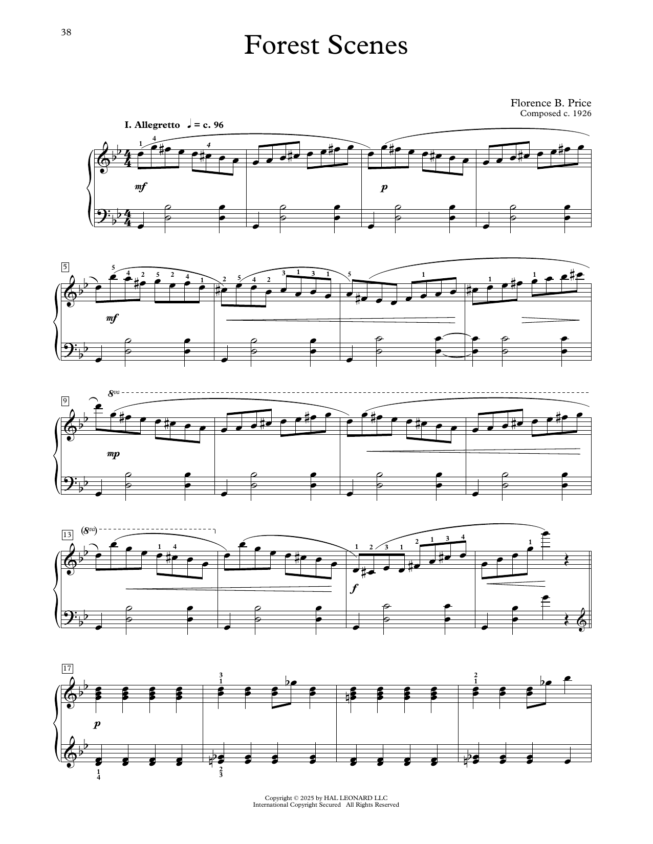 Florence Price Forest Scenes sheet music, chords, lyrics - Printable PDF for Educational Piano
