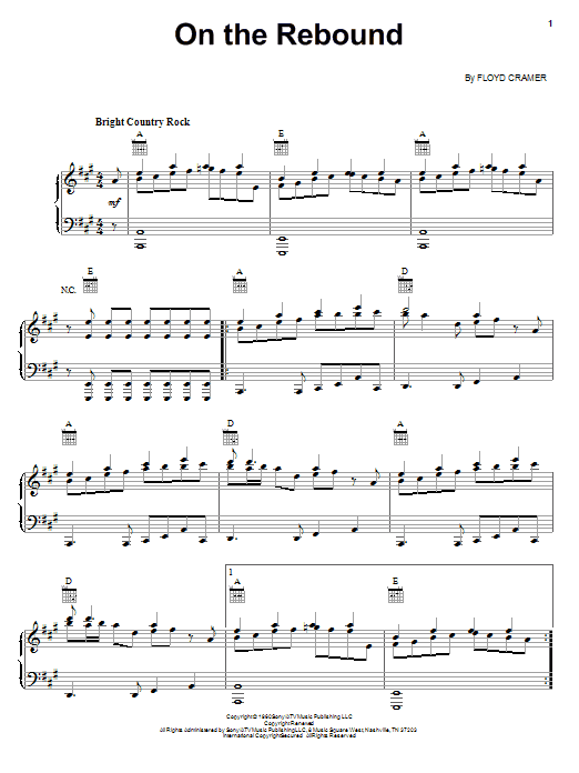 Learn to play Floyd Cramer On The Rebound sheet music for Piano, Vocal & Guitar (Right-Hand Melody) in minutes. Floyd Cramer On The Rebound sheet music preview music notes and score for Piano, Vocal & Guitar (Right-Hand Melody) including 4 page(s)