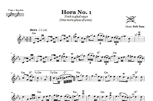 Folk Tune Hora No. 1 (Noch A Glezl Vayn (One More Glass Of Wine)) sheet music, chords, lyrics - Printable PDF for Melody Line, Lyrics & Chords