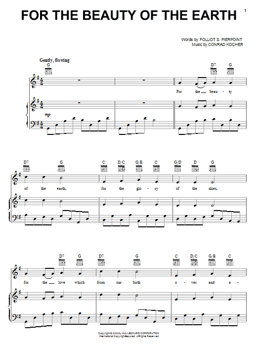 Learn to play Folliot S. Pierpoint For The Beauty Of The Earth sheet music for Piano in minutes. Folliot S. Pierpoint For The Beauty Of The Earth sheet music preview music notes and score for Piano including 3 page(s)