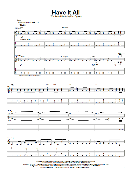 Learn to play Foo Fighters Have It All sheet music for Guitar Tab in minutes. Foo Fighters Have It All sheet music notes and chords