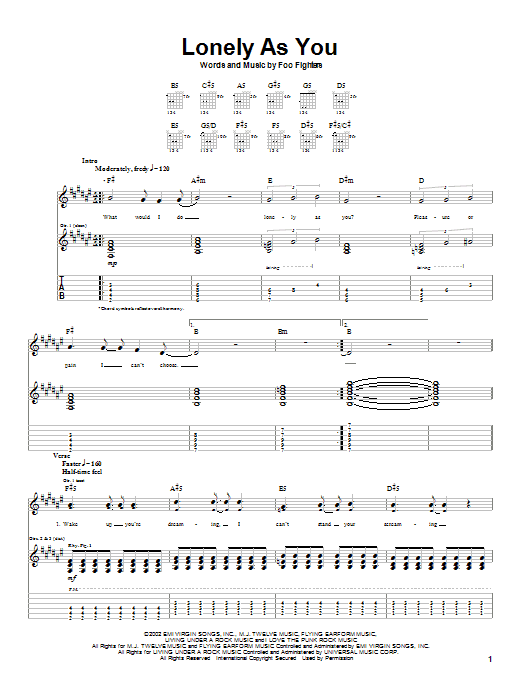 Learn to play Foo Fighters Lonely As You sheet music for Guitar Tab in minutes. Foo Fighters Lonely As You sheet music notes and chords