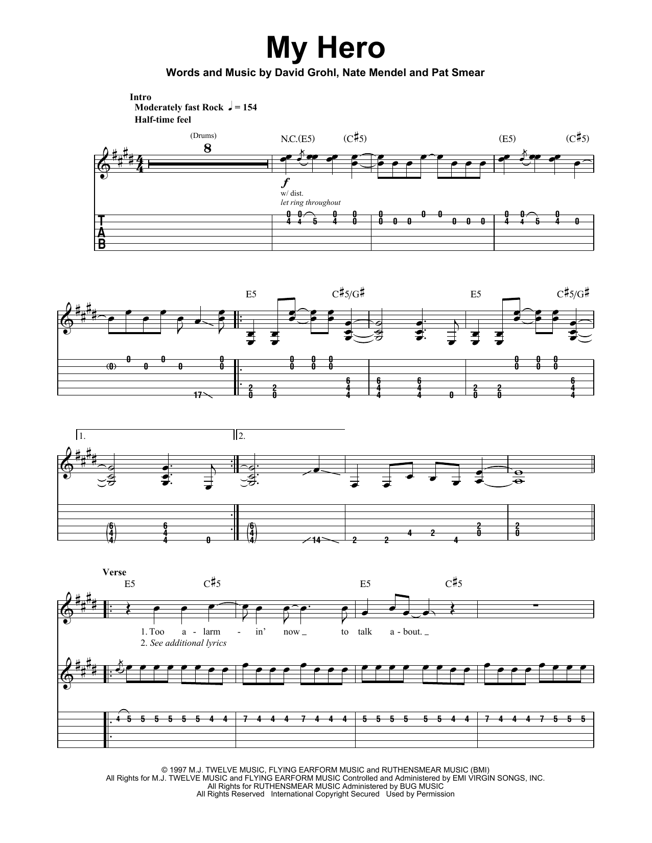 Learn to play Foo Fighters My Hero sheet music for Guitar Tab in minutes. Foo Fighters My Hero sheet music preview music notes and score for Guitar Tab including 5 page(s)