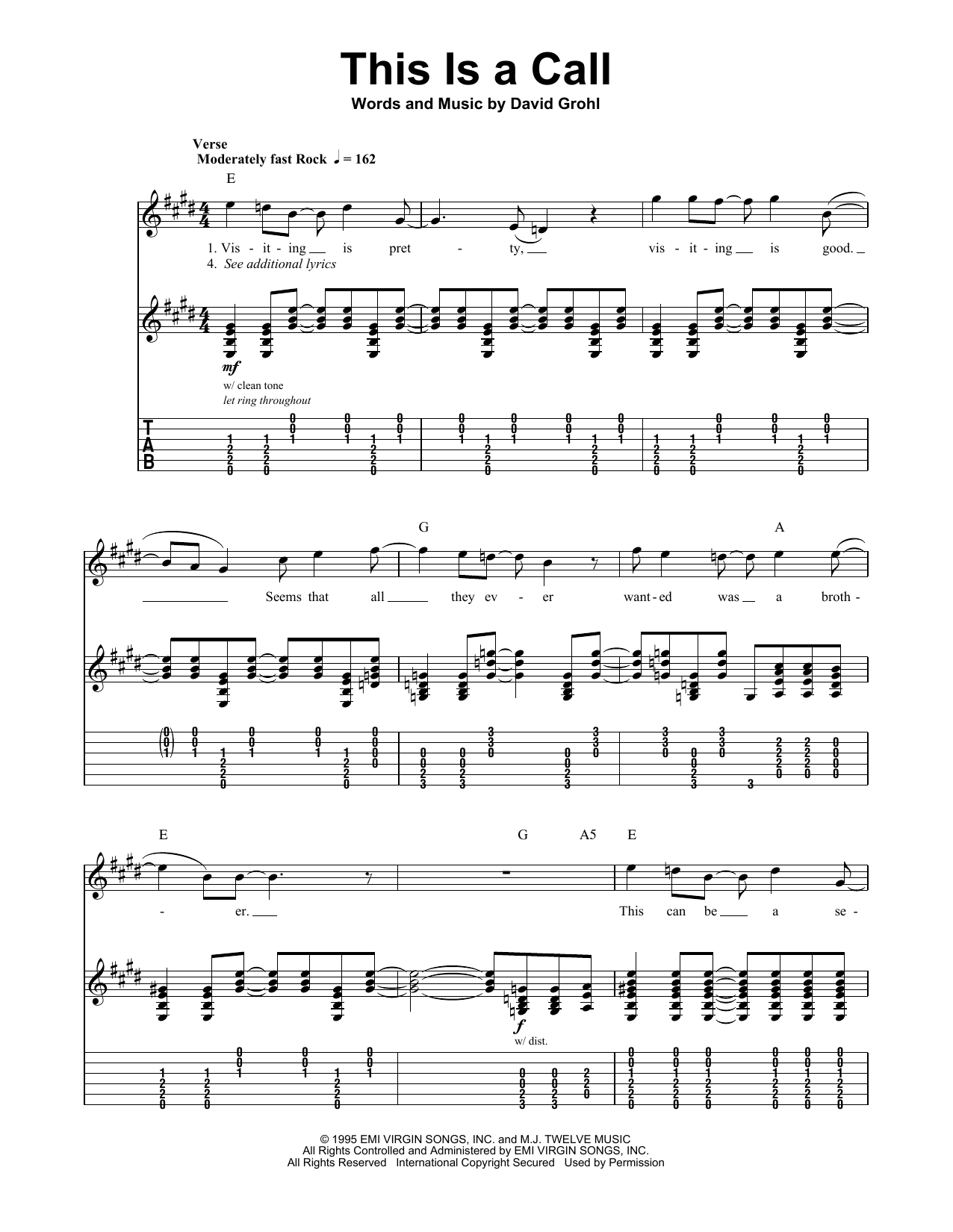 Learn to play Foo Fighters This Is A Call sheet music for Guitar Tab in minutes. Foo Fighters This Is A Call sheet music preview music notes and score for Guitar Tab including 7 page(s)