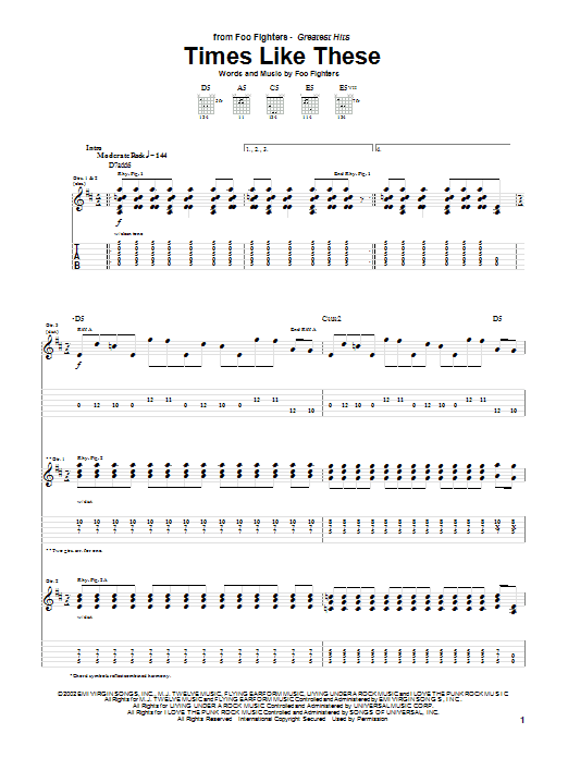 Learn to play Foo Fighters Times Like These sheet music for Piano, Vocal & Guitar (Right-Hand Melody) in minutes. Foo Fighters Times Like These sheet music preview music notes and score for Piano, Vocal & Guitar (Right-Hand Melody) including 9 page(s)