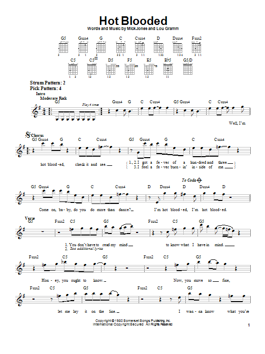Learn to play Foreigner Hot Blooded sheet music for Easy Guitar in minutes. Foreigner Hot Blooded sheet music notes and chords