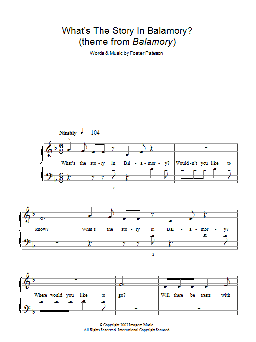 Foster Paterson What's The Story In Balamory (theme from Balamory) sheet music, chords, lyrics - Printable PDF for 5-Finger Piano
