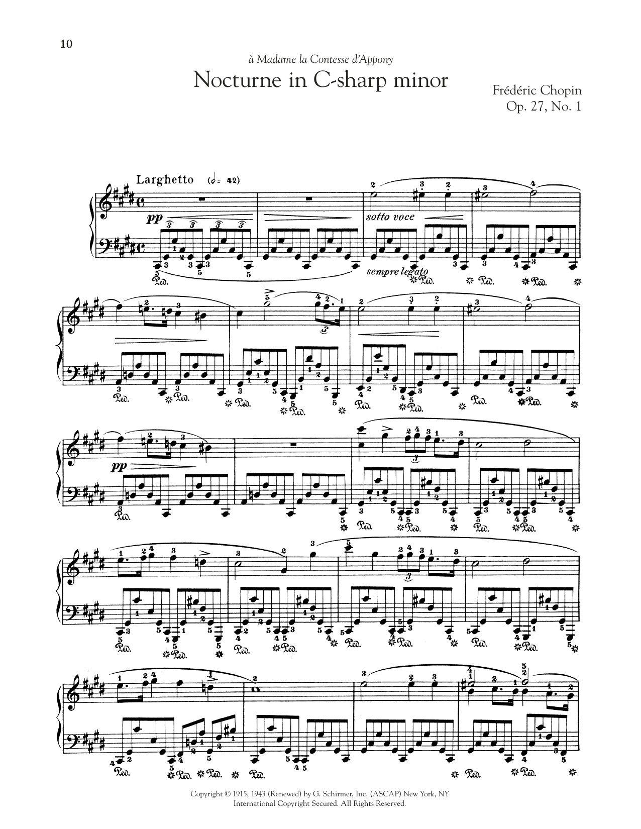 Frederic Chopin Nocturne, Op. 27, No. 1 sheet music preview music notes and score for Piano Solo including 5 page(s)