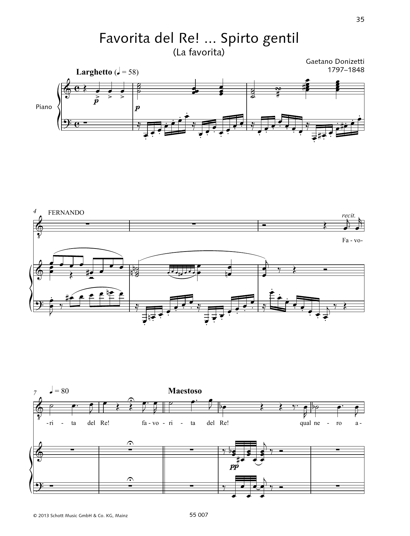 Francesca Licciarda Favorita del Re! ... Spirto gentil sheet music, chords, lyrics - Printable PDF for Piano & Vocal