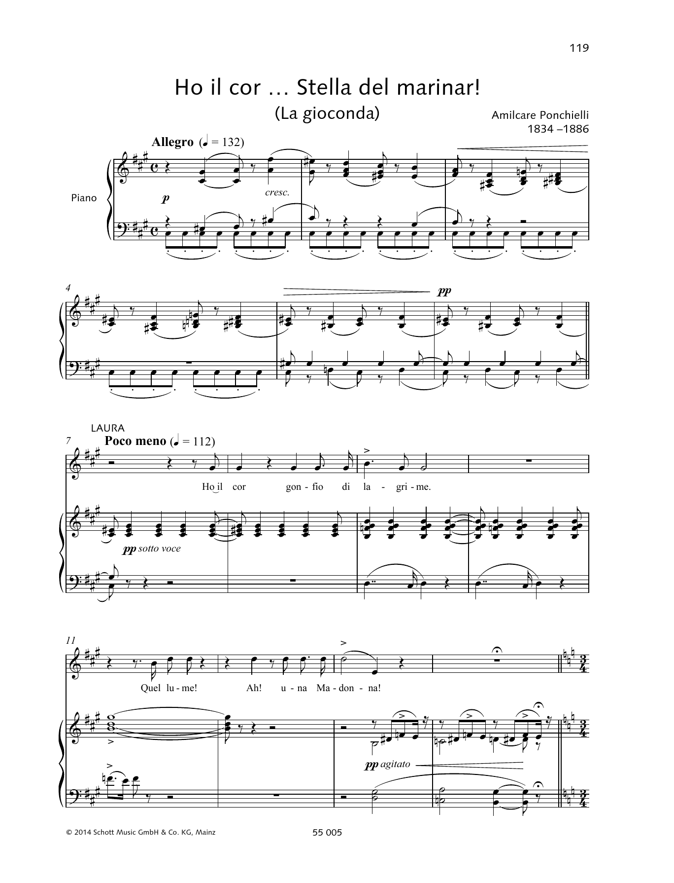 Francesca Licciarda Ho il cor... Stella del miranar! sheet music, chords, lyrics - Printable PDF for Piano & Vocal