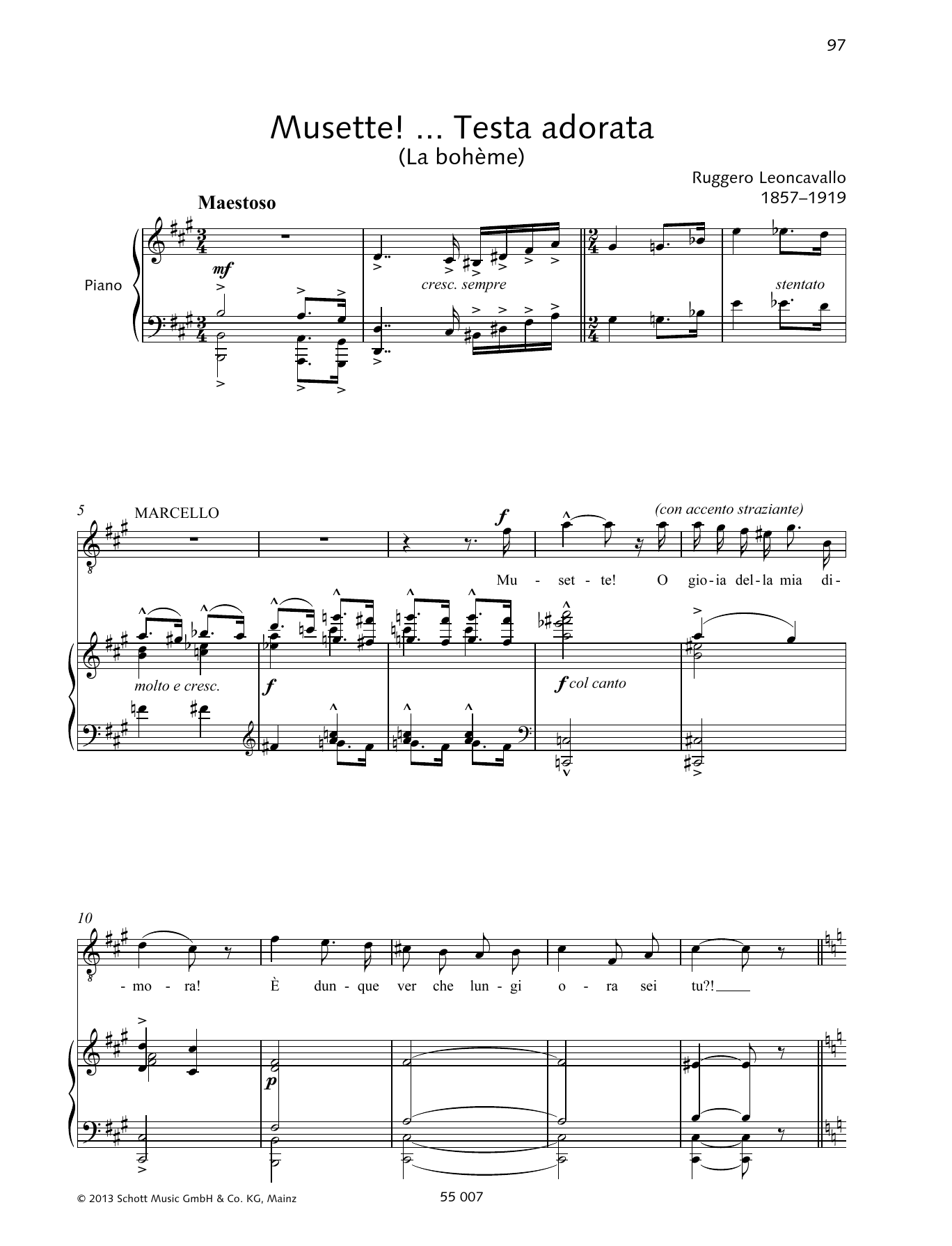Francesca Licciarda Musette! ... Testa adorata sheet music, chords, lyrics - Printable PDF for Piano & Vocal