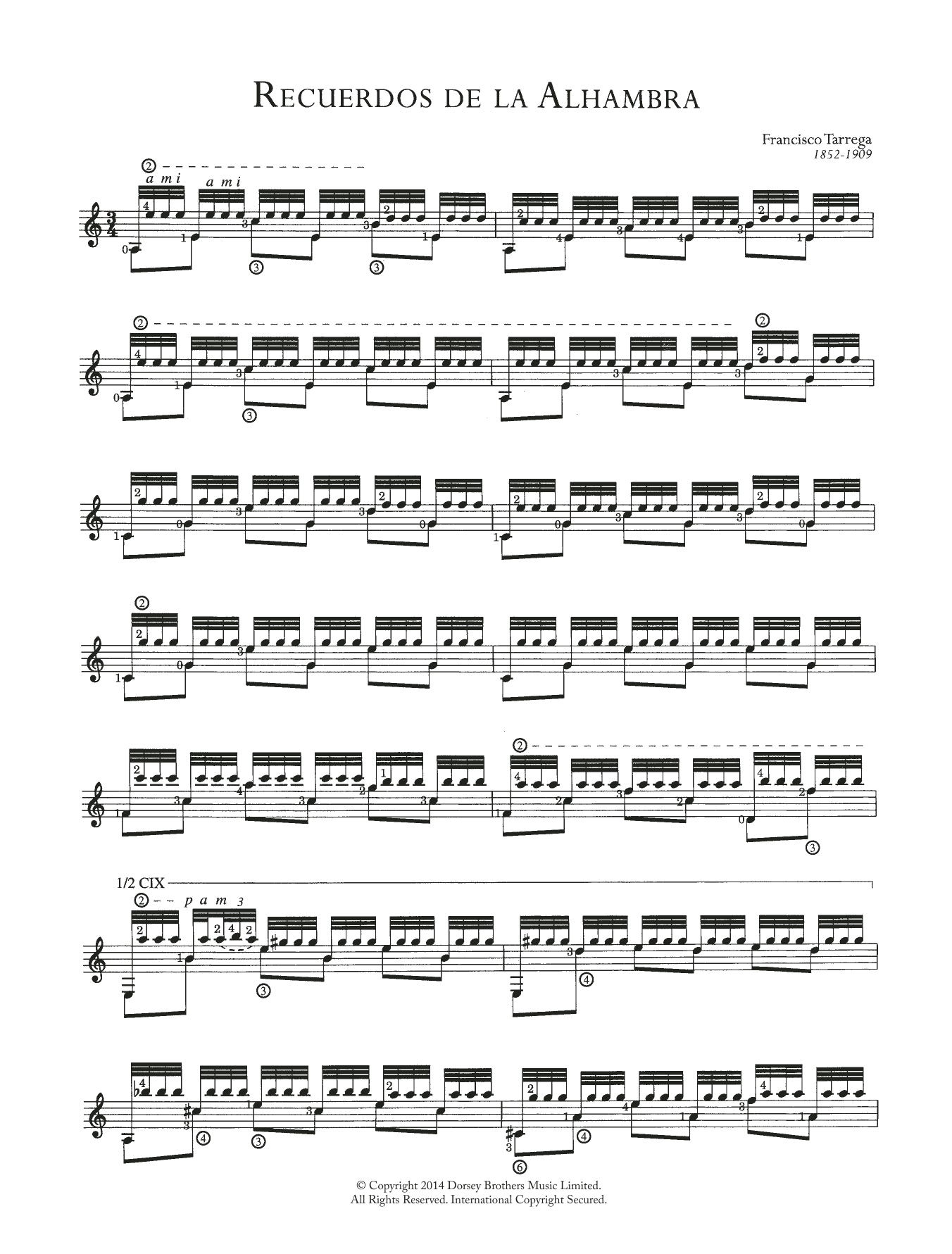 Learn to play Francisco Tárrega Recuerdos de la Alhambra sheet music for Brass Solo in minutes. Francisco Tárrega Recuerdos de la Alhambra sheet music preview music notes and score for Brass Solo including 6 page(s)