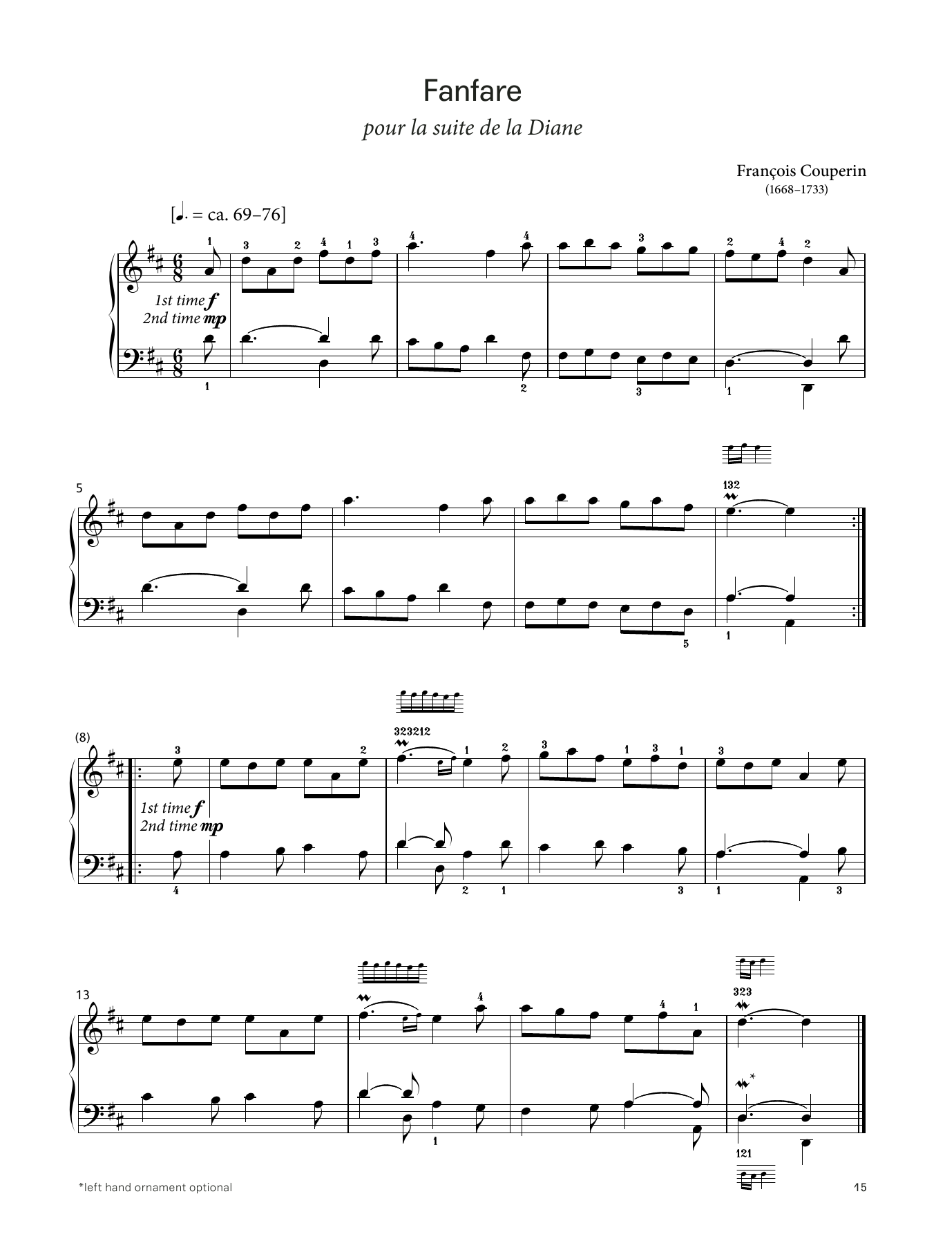 François Couperin Fanfare (LCME Piano 2018 Grade 2 List A) sheet music, chords, lyrics - Printable PDF for Piano Solo