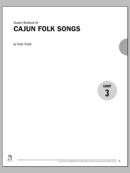 Frank Ticheli Guides to Band Masterworks, Vol. 3 - Student Workbook - Cajun Folk Songs sheet music, chords, lyrics - Printable PDF for Instrumental Method