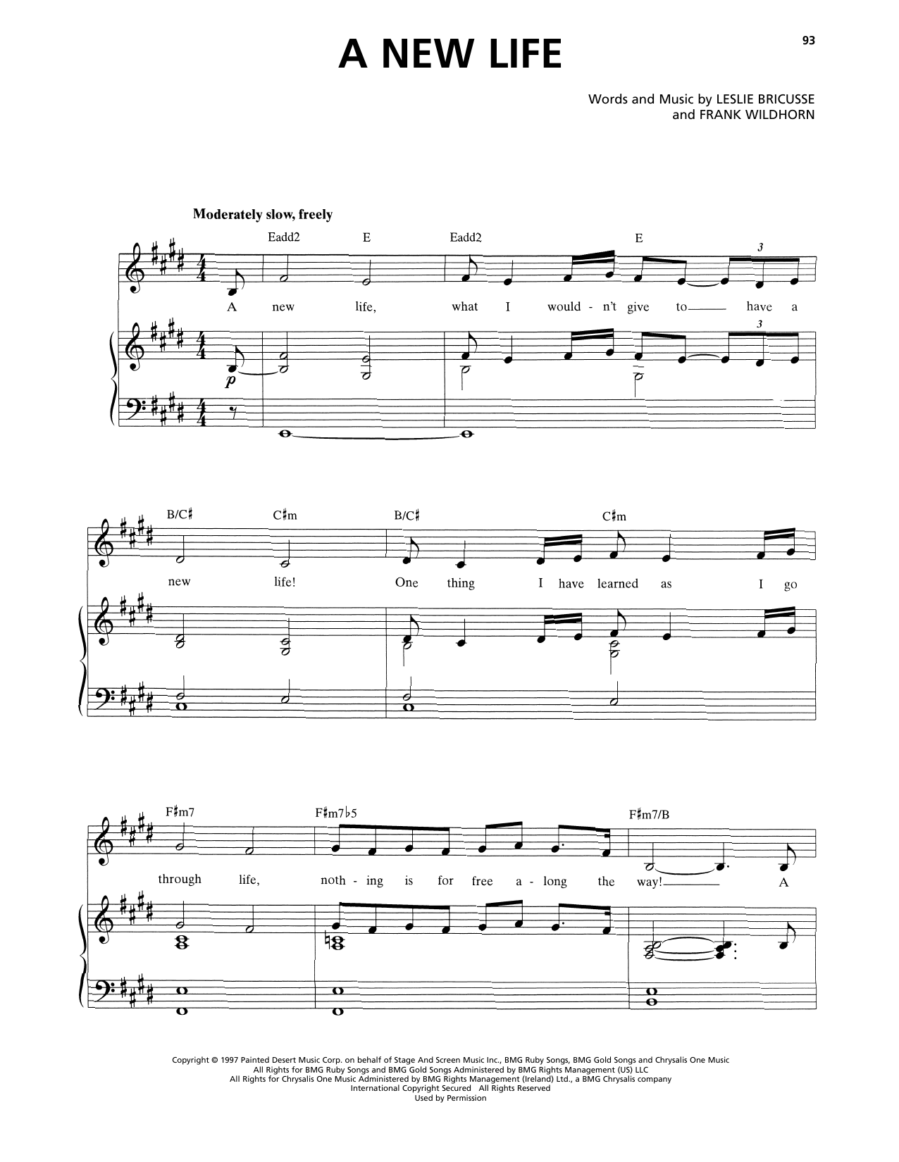 Frank Wildhorn & Leslie Bricusse A New Life (from Jekyll & Hyde) (2013 Revival Version) sheet music, chords, lyrics - Printable PDF for Piano & Vocal