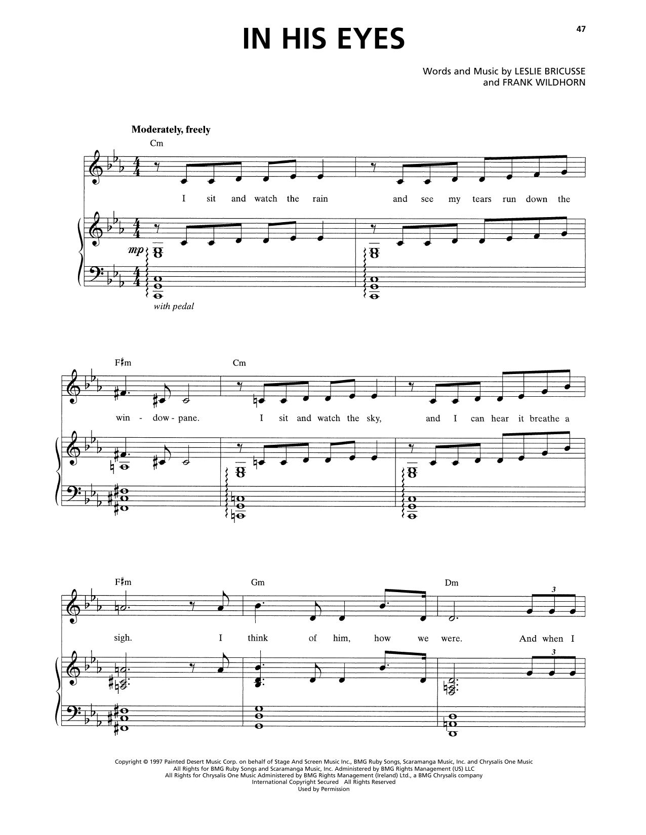 Frank Wildhorn & Leslie Bricusse In His Eyes (from Jekyll & Hyde) (2013 Revival Version) sheet music, chords, lyrics - Printable PDF for Piano & Vocal