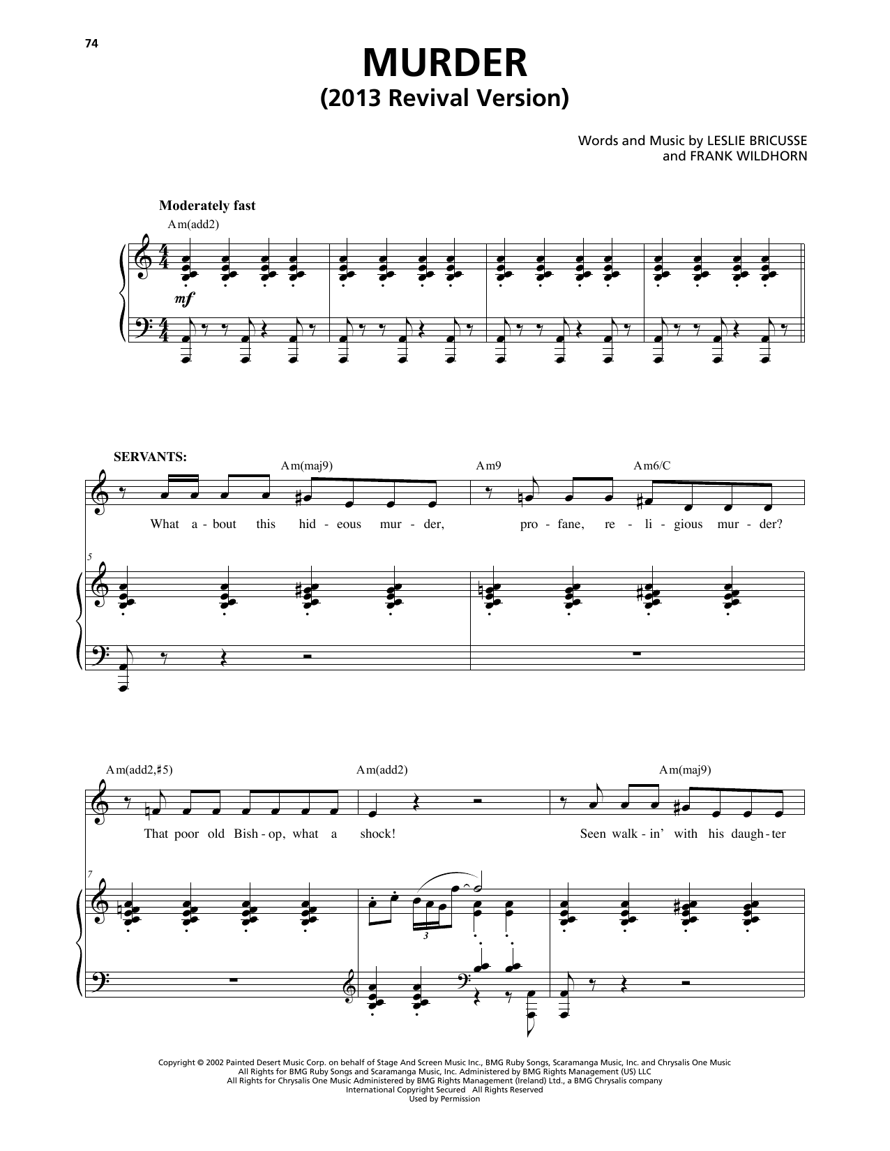 Frank Wildhorn & Leslie Bricusse Murder (from Jekyll & Hyde) (2013 Revival Version) sheet music, chords, lyrics - Printable PDF for Piano & Vocal