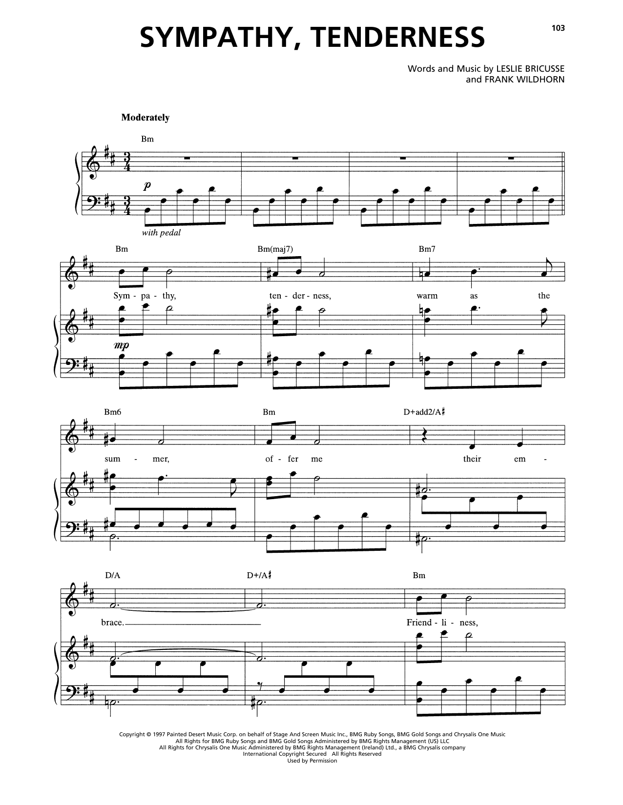 Frank Wildhorn & Leslie Bricusse Sympathy, Tenderness (from Jekyll & Hyde) sheet music, chords, lyrics - Printable PDF for Piano & Vocal