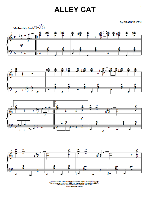 Learn to play Frank Bjorn Alley Cat sheet music for Piano in minutes. Frank Bjorn Alley Cat sheet music preview music notes and score for Piano including 3 page(s)