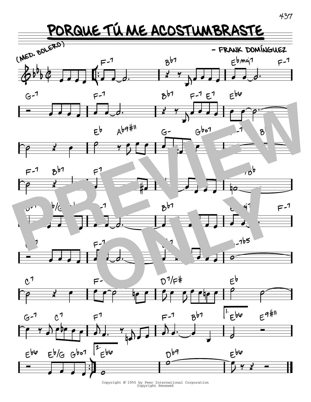 Learn to play Frank Dominguez Porque Tu Me Acostumbraste sheet music for Real Book – Melody & Chords in minutes. Frank Dominguez Porque Tu Me Acostumbraste sheet music preview music notes and score for Real Book – Melody & Chords including 1 page(s)