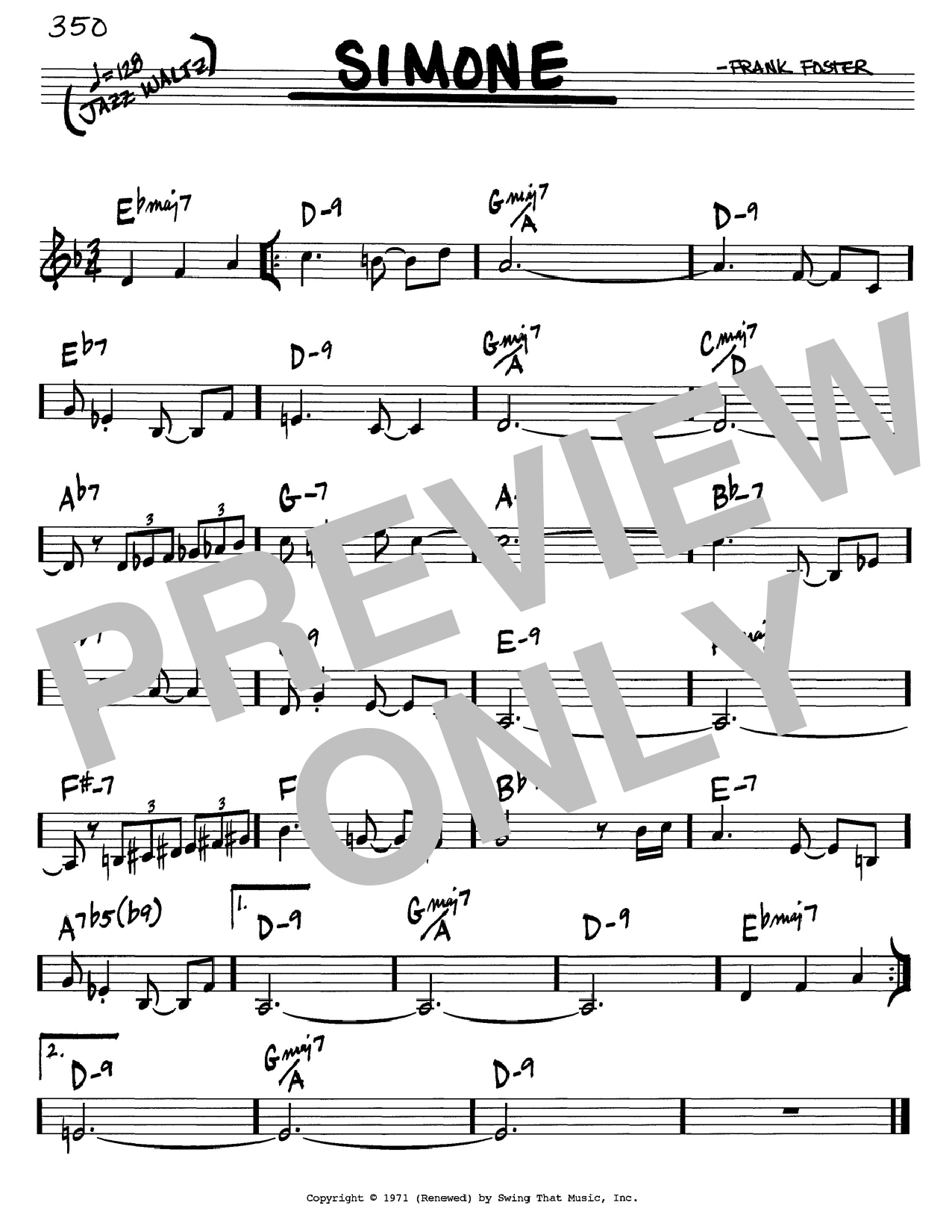 Learn to play Frank Foster Simone sheet music for Real Book – Melody & Chords – C Instruments in minutes. Frank Foster Simone sheet music preview music notes and score for Real Book – Melody & Chords – C Instruments including 1 page(s)