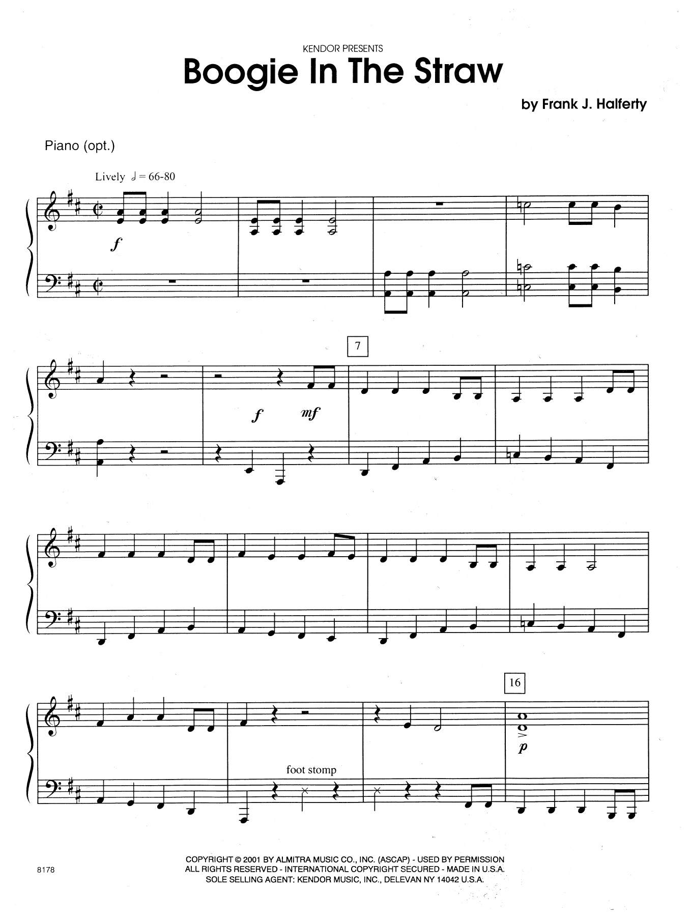 Learn to play Frank J. Halferty Boogie In The Straw - Piano Accompaniment sheet music for Orchestra in minutes. Frank J. Halferty Boogie In The Straw - Piano Accompaniment sheet music preview music notes and score for Orchestra including 4 page(s)
