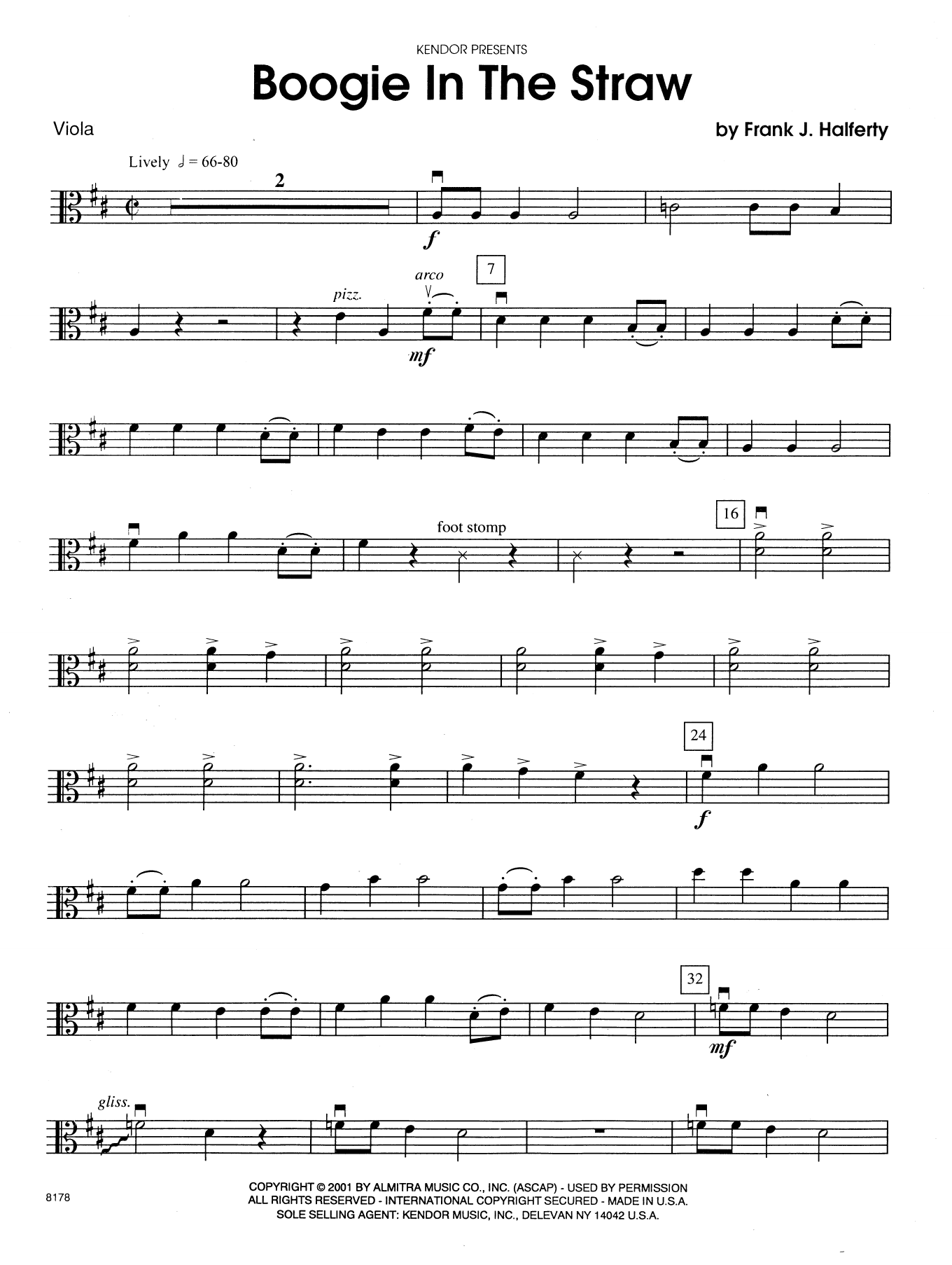 Learn to play Frank J. Halferty Boogie In The Straw - Viola sheet music for Orchestra in minutes. Frank J. Halferty Boogie In The Straw - Viola sheet music preview music notes and score for Orchestra including 2 page(s)