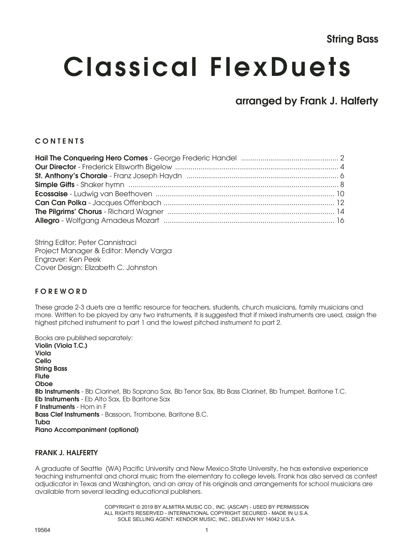 Frank J. Halferty Classical Flexduets - String Bass sheet music preview music notes and score for String Ensemble including 16 page(s)