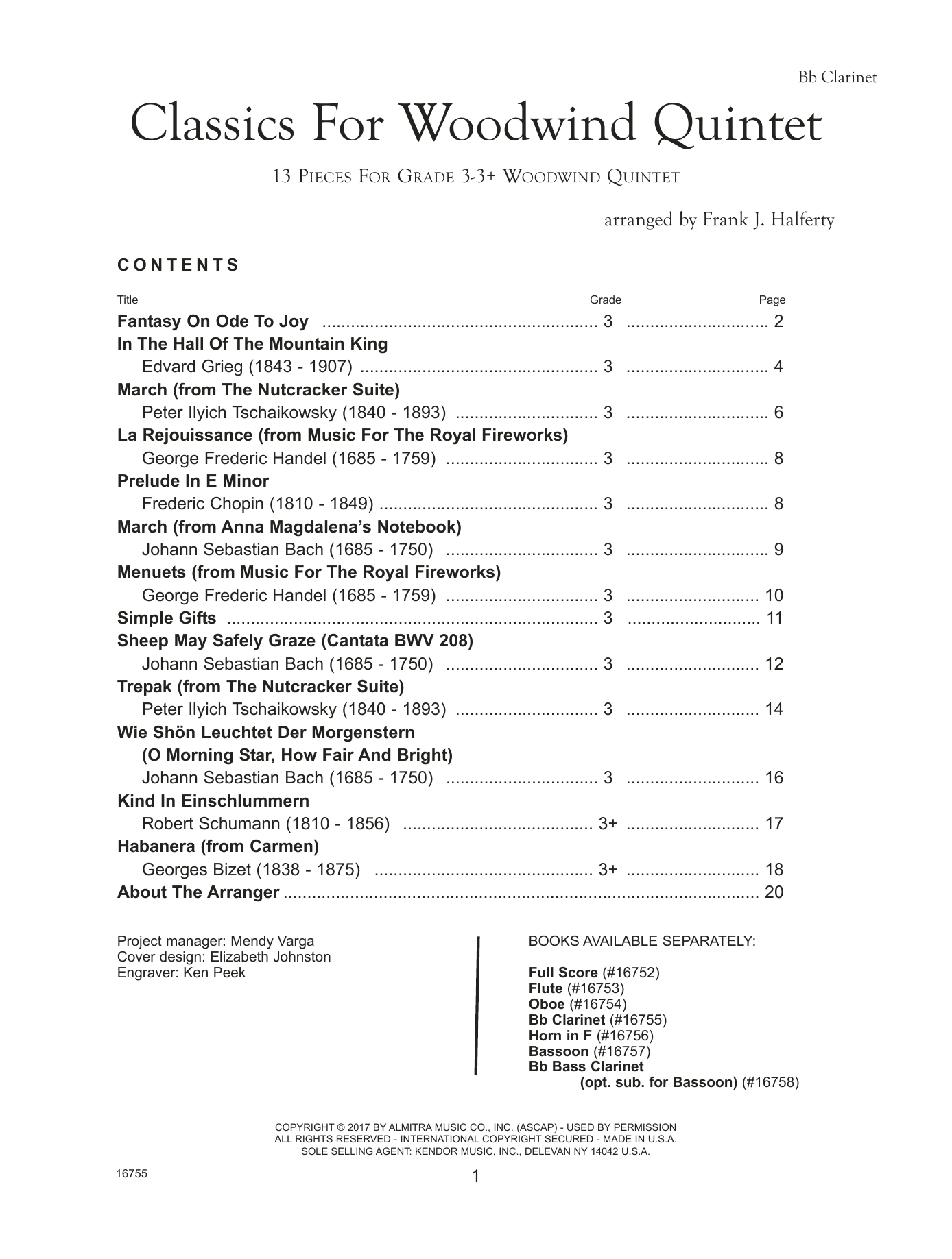 Frank J. Halferty Classics For Woodwind Quintet - Bb Clarinet sheet music preview music notes and score for Woodwind Ensemble including 20 page(s)