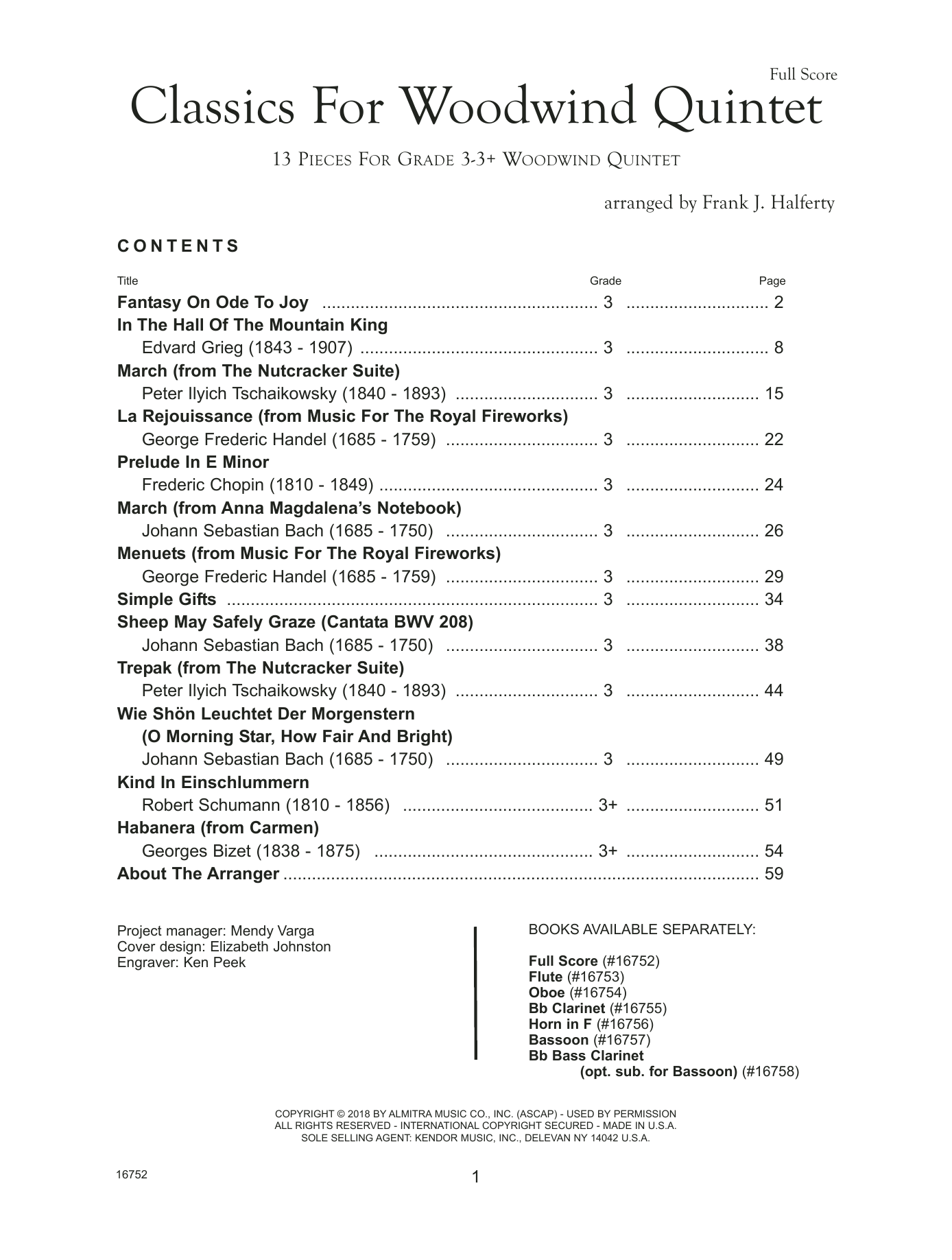 Learn to play Frank J. Halferty Classics For Woodwind Quintet - Full Score sheet music for Woodwind Ensemble in minutes. Frank J. Halferty Classics For Woodwind Quintet - Full Score sheet music preview music notes and score for Woodwind Ensemble including 59 page(s)