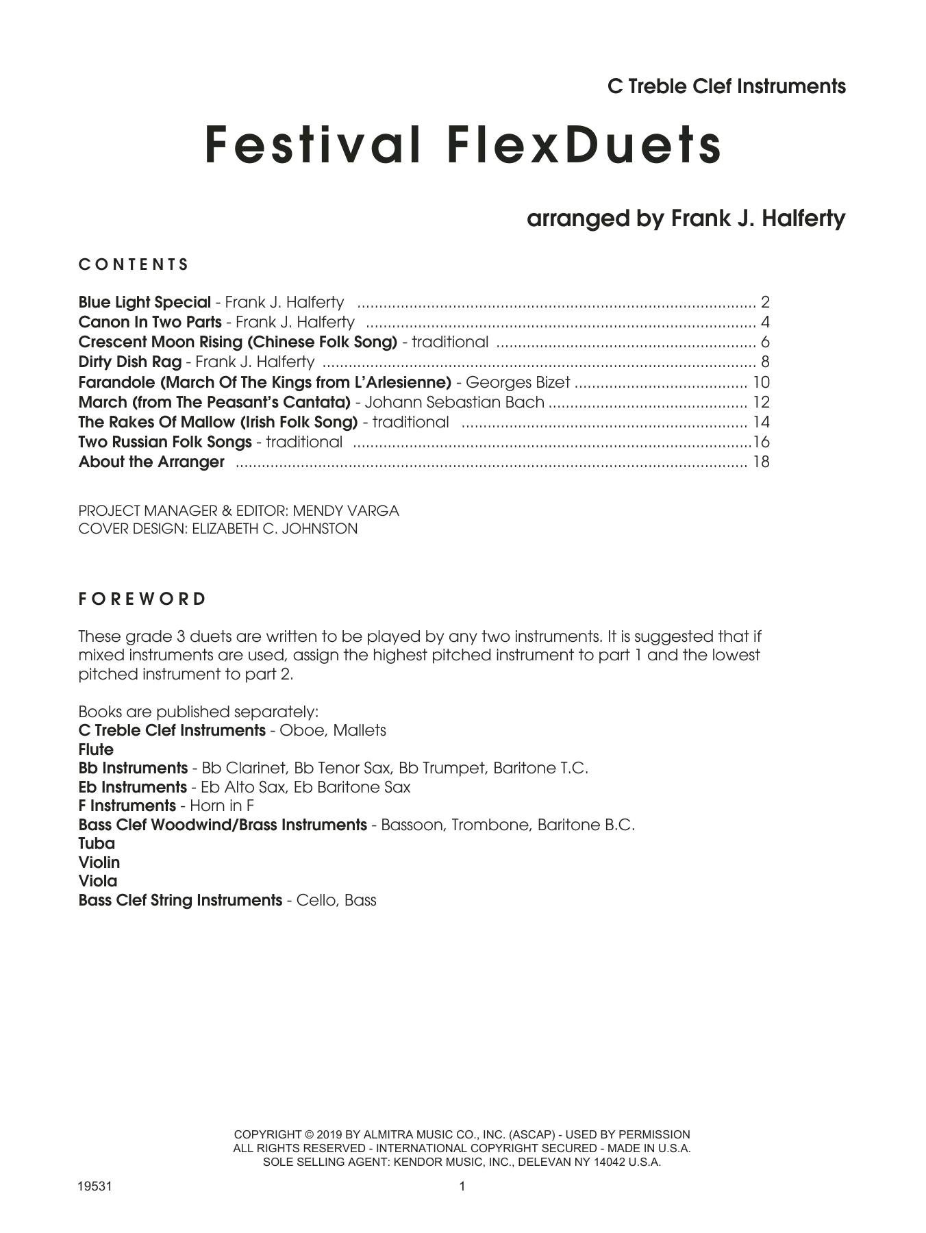 Learn to play Frank J. Halferty Festival FlexDuets - C Treble Clef Instruments sheet music for Woodwind Ensemble in minutes. Frank J. Halferty Festival FlexDuets - C Treble Clef Instruments sheet music preview music notes and score for Woodwind Ensemble including 18 page(s)