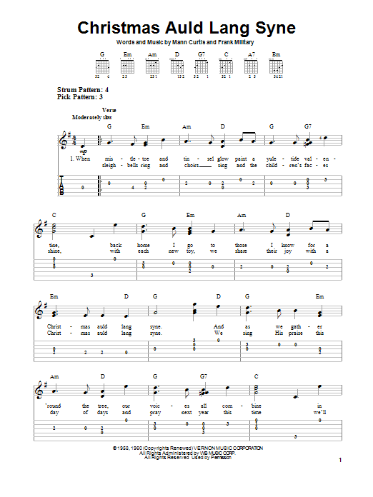 Learn to play Frank Military Christmas Auld Lang Syne sheet music for Easy Guitar Tab in minutes. Frank Military Christmas Auld Lang Syne sheet music preview music notes and score for Easy Guitar Tab including 2 page(s)