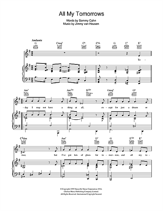 Learn to play Frank Sinatra All My Tomorrows sheet music for E-Z Play Today in minutes. Frank Sinatra All My Tomorrows sheet music preview music notes and score for E-Z Play Today including 2 page(s)