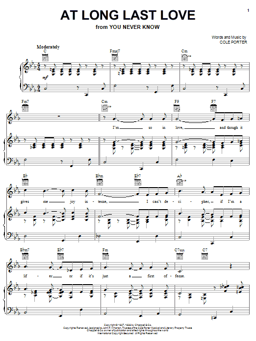 Learn to play Frank Sinatra At Long Last Love sheet music for Piano, Vocal & Guitar (Right-Hand Melody) in minutes. Frank Sinatra At Long Last Love sheet music preview music notes and score for Piano, Vocal & Guitar (Right-Hand Melody) including 4 page(s)