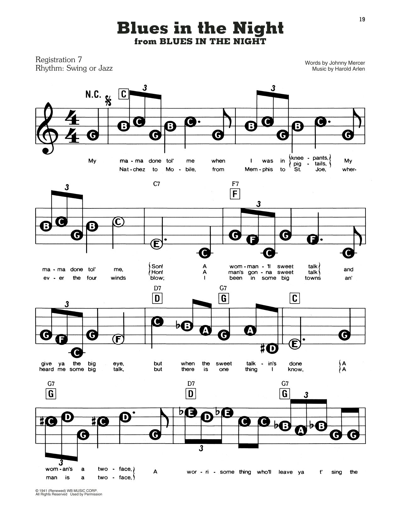 Learn to play Frank Sinatra Blues In The Night sheet music for E-Z Play Today in minutes. Frank Sinatra Blues In The Night sheet music preview music notes and score for E-Z Play Today including 3 page(s)