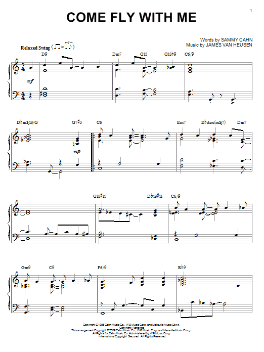 Learn to play Frank Sinatra Come Fly With Me sheet music for Piano in minutes. Frank Sinatra Come Fly With Me sheet music preview music notes and score for Piano including 4 page(s)