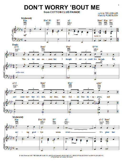Learn to play Frank Sinatra Don't Worry 'Bout Me sheet music for Piano, Vocal & Guitar (Right-Hand Melody) in minutes. Frank Sinatra Don't Worry 'Bout Me sheet music notes and chords