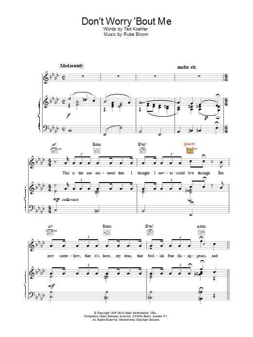 Learn to play Rube Bloom Don't Worry 'Bout Me sheet music for Piano in minutes. Rube Bloom Don't Worry 'Bout Me sheet music preview music notes and score for Piano including 4 page(s)