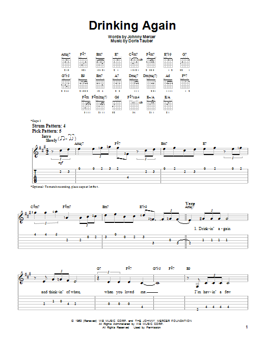 Learn to play Frank Sinatra Drinking Again sheet music for Easy Guitar Tab in minutes. Frank Sinatra Drinking Again sheet music preview music notes and score for Easy Guitar Tab including 3 page(s)