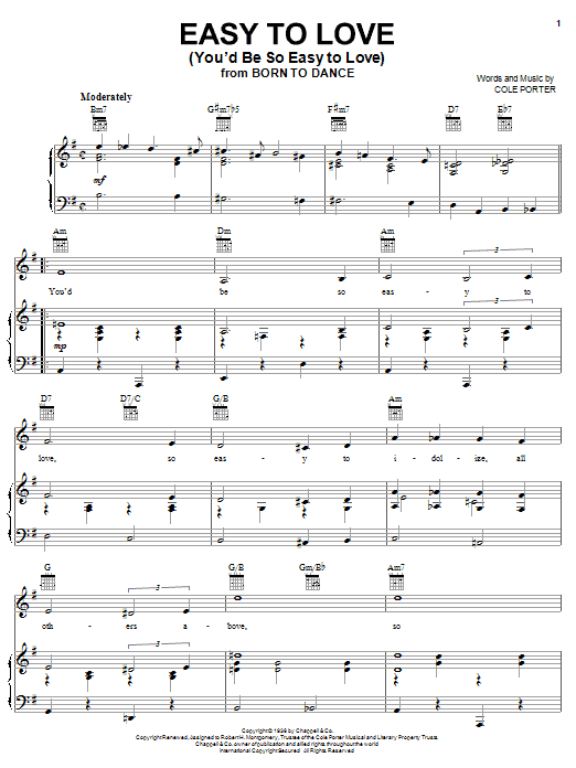 Learn to play Frank Sinatra Easy To Love (You'd Be So Easy To Love) sheet music for Piano, Vocal & Guitar (Right-Hand Melody) in minutes. Frank Sinatra Easy To Love (You'd Be So Easy To Love) sheet music notes and chords