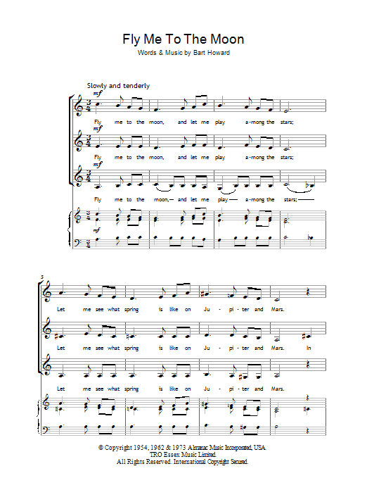 Learn to play Frank Sinatra Fly Me To The Moon (In Other Words) sheet music for SSA in minutes. Frank Sinatra Fly Me To The Moon (In Other Words) sheet music preview music notes and score for SSA including 4 page(s)