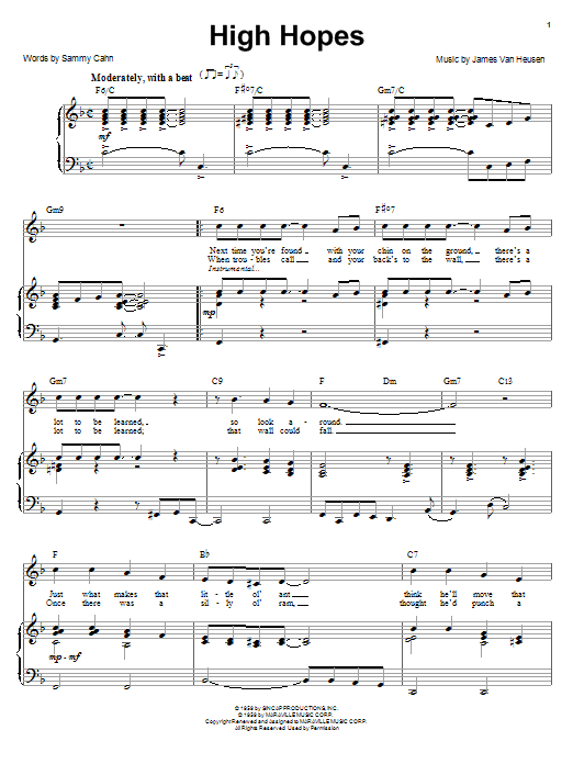 Learn to play Frank Sinatra High Hopes sheet music for E-Z Play Today in minutes. Frank Sinatra High Hopes sheet music preview music notes and score for E-Z Play Today including 3 page(s)